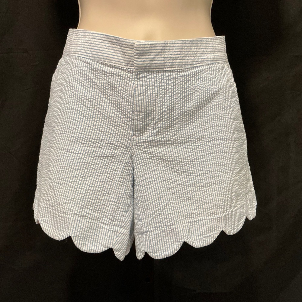Lilly Pulitzer Light Blue Seersucker Scallop Hem Shorts